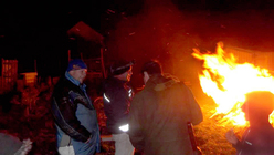Seaton Allotment Members around a Bonfire